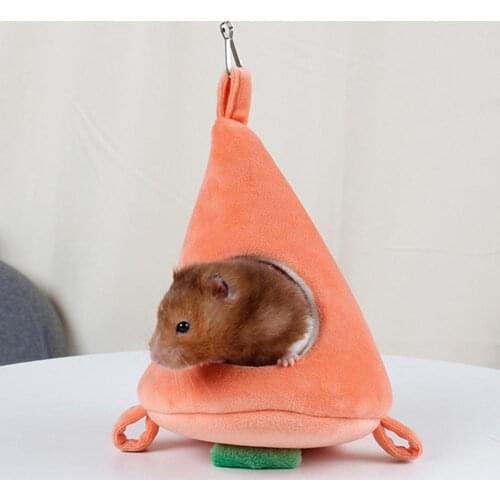 Cute Pet Nest for Hamster Bed Guinea Pig House Soft Sugar Glider Hamster Small Pet Carrot Shape Sleeping Hanging Bag Bed Nest