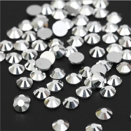 SS3-SS50 Size Loose Bling Silver Hematite Round Flatback Crystal Rhinestone DIY Non HotFix No Glue Nail Glass Crystal Rhinestone