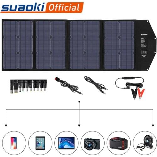 SUAOKI Solar Panel Sun Light Energy 100W Foldable Portable Outdoor Charger for Laptop Cellphone Camera Charging Camping Partner