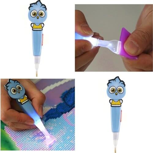 LED 5D Diamond Painting Pen Cross Stitch Tools Cartoon Drill Pen with Light Clearer Easy Pasted Mosaic Diamond Embroidery Gift