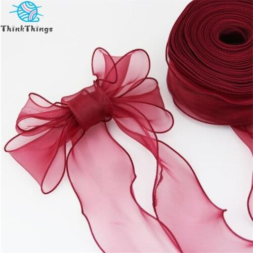 ThinkThings 4.5M Wave Silk Organza Ribbon Tulle Bow Material for Hair Ornament Gift Wrapping Decoration Lace Ribbons