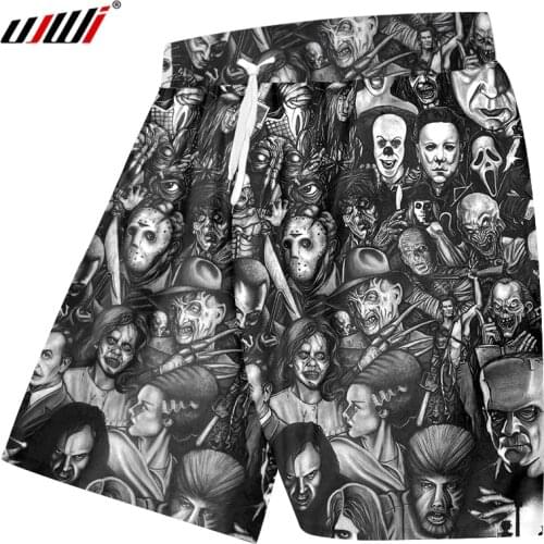 UJWI Clown joker Women/ Mens 3D Printed Horror character Board Shorts Unisex Short Pants Plus Size Beach Shorts Loose 5XL