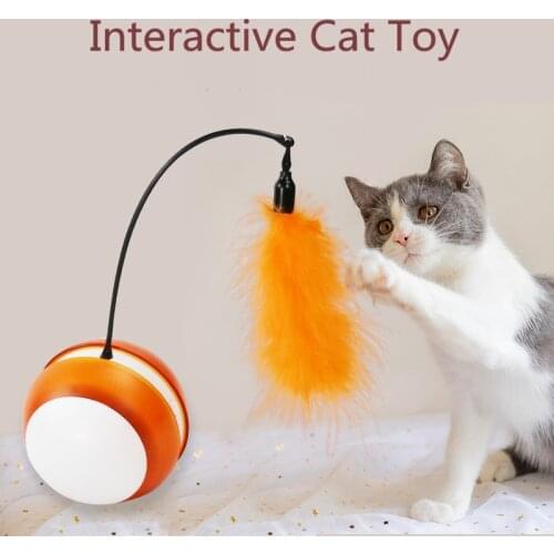 Cat Tumbler Swing Toys Automatic Led Rolling Ball with Leather Interactive Electric Cats Toys Pet Gatos Productos Para Mascotas