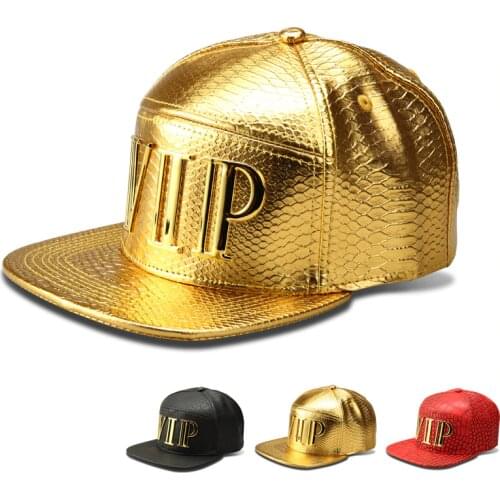High-quality Fashion HipHop Men\women Vip Baseball Caps PU Leather Casual Hats Black\ Gold\Red Bone Snapback BOX Package