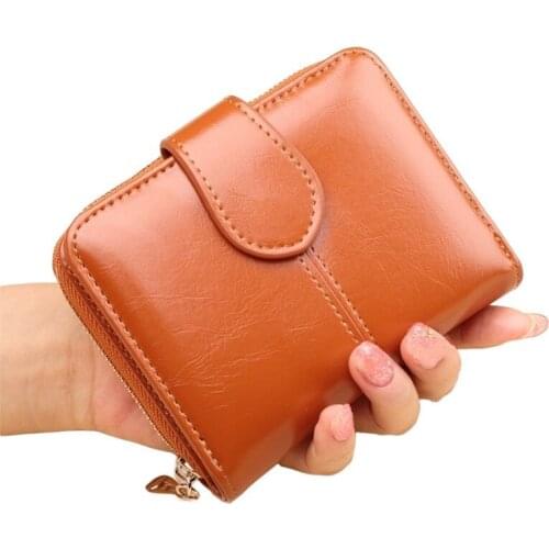 Designer Women Wallet Female Purse Leather Wallet Short Trifold Coin Purse Card Holder Money Clutch Multifunction Zipper Bag