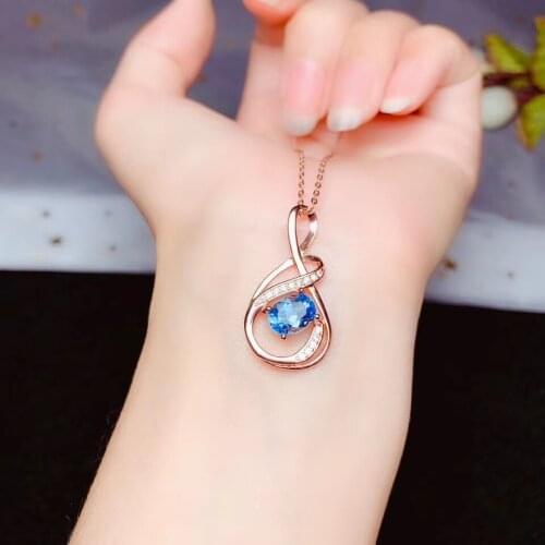 Music note style natural topaz pendant of necklace for women jewelry real 925 silver gold plated natural gem certified girl gift