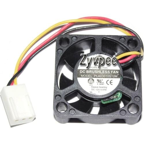 Zyvpee® 3cm 30x30x10mm PLA03010S12M 12V 0.07A 3 wires 3 pins micro fan gateway router cooler