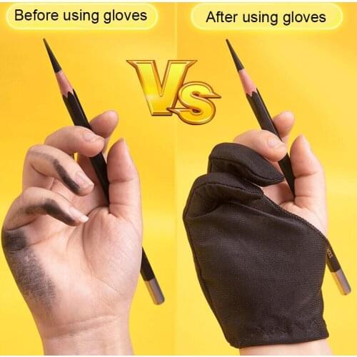 1 pcs Black 2 Finger Anti-fouling Glove Painting Digital Tablet Writing Glove For Art Students / Arts Lover
