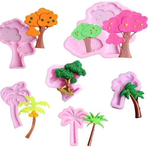 1PCS Fruit Trees, Coconut trees,Pine Mould Cake Side silicone cake fondant mold cake decorating tools soap mold