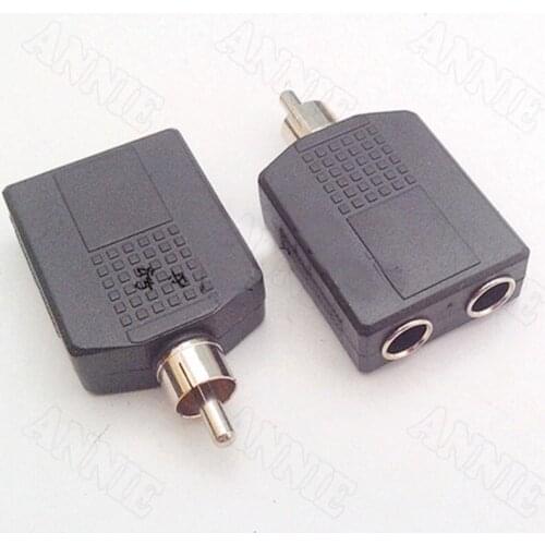 10pcs/lot RCA Male Plug To Double 6.5 Adaptor RCA Male To Two 6.5mm Interface