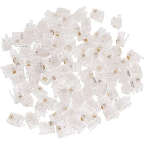 100Pcs RJ11 6P4C Modular Plug Telephones Cable Crimp Connector