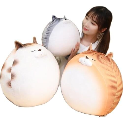 30/50/70cm Cute Round Fat Cats Plush Toys 3D Prints Stuffed Animal Cats Doll Soft Pillow Seat Cushion Gift for Kids Girls Baby
