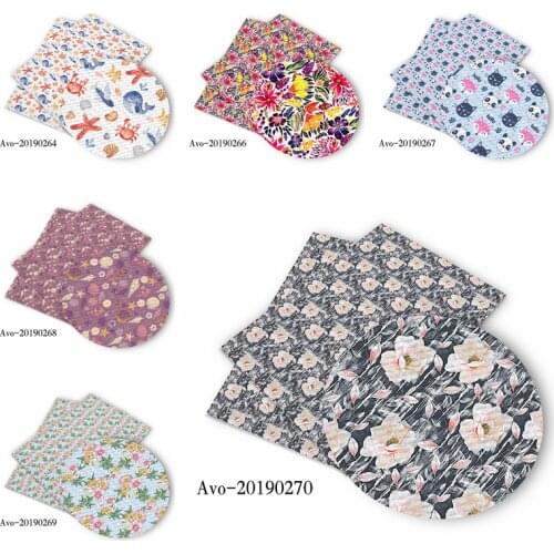 50*150cm Hot Sell Flower Cartoon Pattern Printed Leather Polyster Cotton Liverpool Bullet Fabric for DIY Handmade By Yards