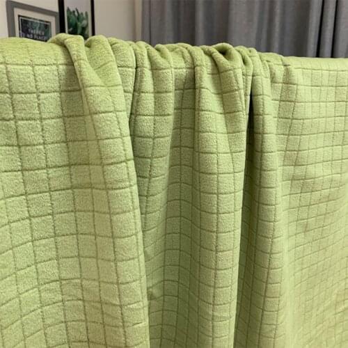 White waxberry 145cm 600g/m Mustard green check Soft hair wool fabrics clothes Garment sewing materials Free shipping