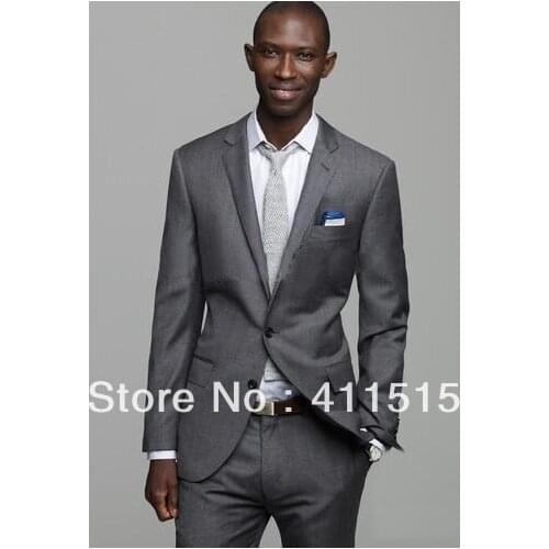 FREE shipping/ custom made cheap gray tuxedo/Notch Lapel Groom Tuxedos Groomsmen Men Wedding wear dress suits for men wedding