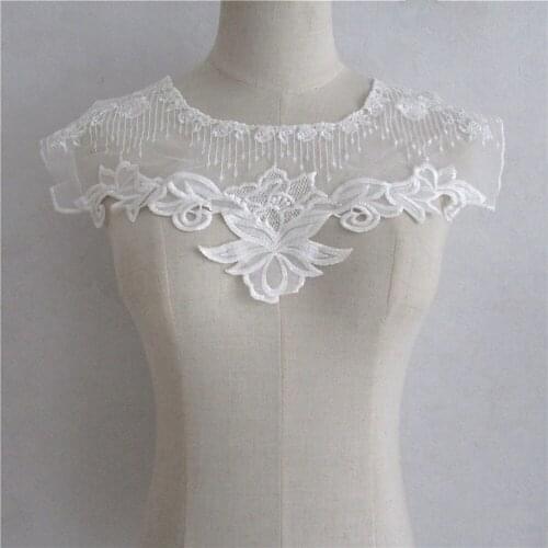 Lace decoration womens chest applique fake collar fabric embroidery DIY clothing supplies material accessories 1 piece for sale