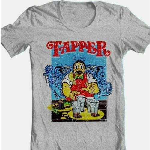 Tapper T-shirt retro 80s arcade game video game cotton blend graphic grey tee O Neck Shirt Plus Size T-Shirt