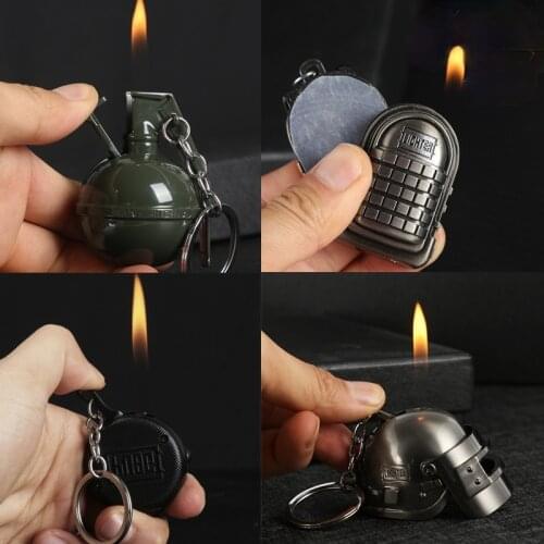 PUBG Creative Gas Lighter Level 3 Package/Head Style Lighters Metal Key Chain Butane Cigarette Lighters For Smoking Accessories