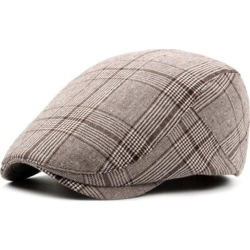 Fibonacci Unisex Classic Plaid Berets Caps For Men Casual Cotton Flat Cap Women Newsboys Gatsby Casquette Gorras Peaked Cap