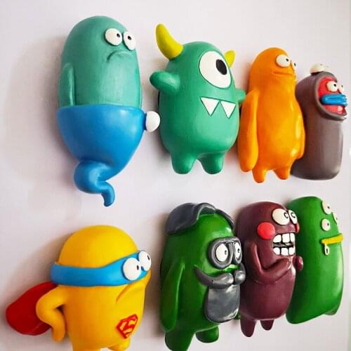Creative Resin Little Monster Refrigerator Magnetic Sticker Cartoon Cute Fridge Magnet Home Personality Small Decoration Gift