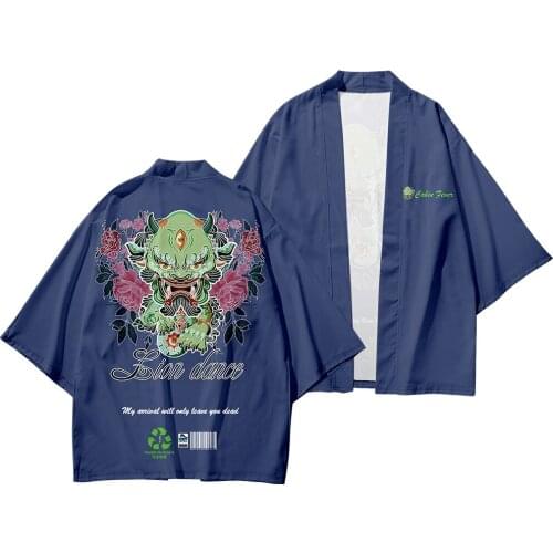 Men Cardigan Japan Harajuku Anime Robe Traditional Clothes Summer Japanese Style Samurai Kimono Streetwear