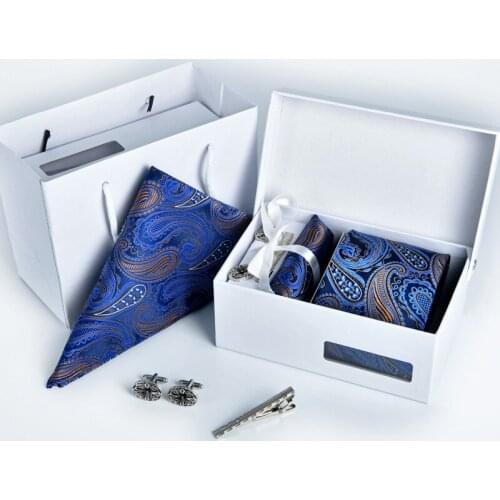 Mens Necktie Gift Box 6-Piece Necktie Pocket Scarf Collar Clip CUFFLINKS NEW Necktie Gift Box Suit