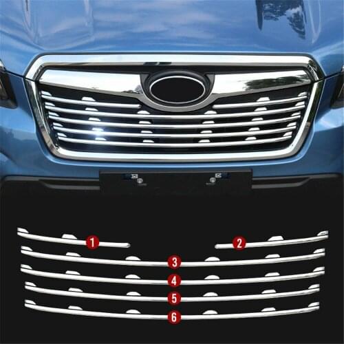 For Subaru Forester 2019 2020 Chrome Front Center Grille Stripes Cover Trim 6pcs