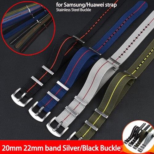 Nylon Watch Strap for Samsung Galaxy Watch 3 41mm 45mm Sports Parachute Band for Hauwei Watch Gt 2 42mm Stainless Steel Buckle