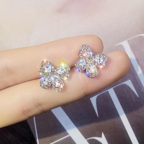 New brand design zircon butterfly earrings fashion jewelry sexy statement earrings fashion cute shiny earrings for women