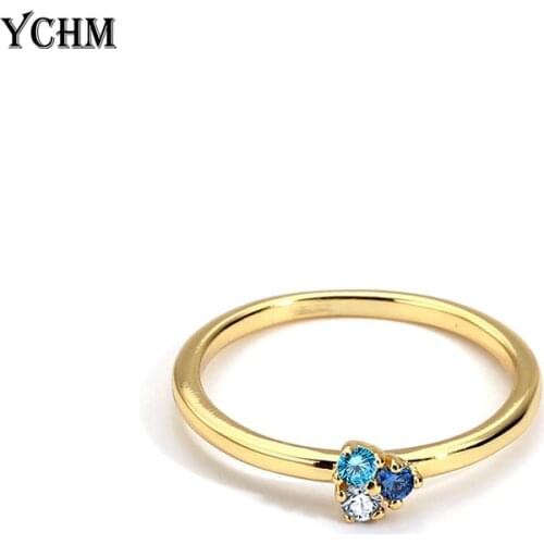 Engagement Rings for Women Ice Flower Ring with Three Zircon Crystal Ring Gold Plated Metal Ring Woman Jewelry YCHM