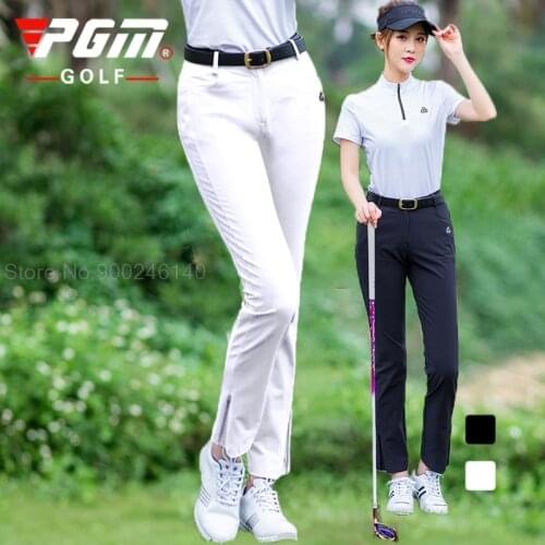Pgm Women Slim Sportswear Golf Pants Summer Apparel Ladies Golf Trousers Tennis Ball Uniforms Pants Elastic Pencil Golf Pants