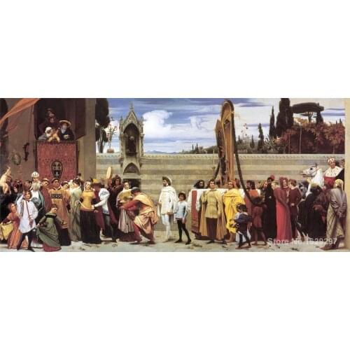 Cimabues Celebrated Madonna is carried in Procession through the Streets of Florence by Frederic Leighton High Quality Handmade