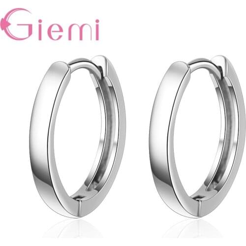 925 Silver Simple Ear Bone White Black Earrings For Women Small Silver Color Earrings Ear Buckle Round Circle Earrings Jewelry