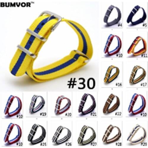 Multicolor Watch 20MM bracelet MultiColor Green Red Army Military nato fabric Woven Nylon watchbands Strap Band Buckle belt