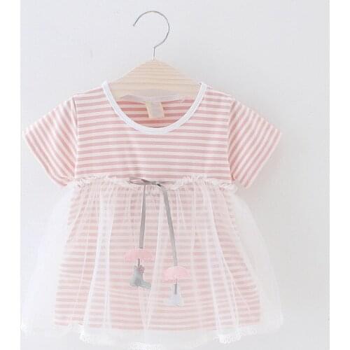 Baby Girls mesh Dress Summer Newborn Baby Striped Dress Cute Cotton Soft Dresses for BABY Girl Princess Bow Infant Clothing