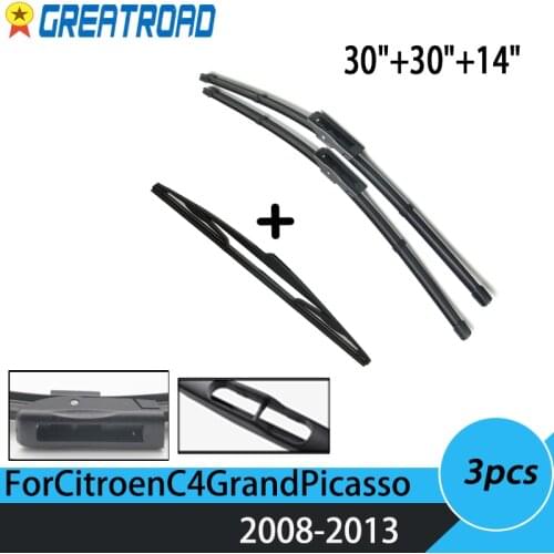 Wiper Front Rear Wiper Blades For Citroen C4 Grand Picasso / C4 Picasso MK1 2008-2013 Windshield Windscreen 30"30"14"