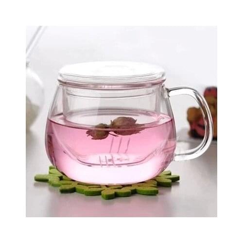 Free shipping drinking ware glass cups with infuser, transparent mug cups with lid coffee filter cup