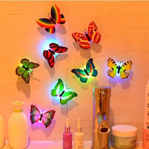 Color Changing butterfly LED Night Light Kids Gift Home Bedroom Party Wall Decor Night Lamps With Suction Cup