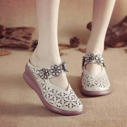 Womens Hollow Out Flower Sandals Height Increasing Platform Slide Close Toe Chic Wedge Shoes for Women Sandalias De Mujer