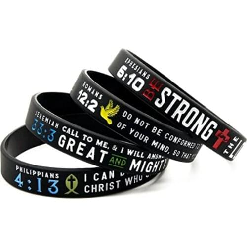 1PCS Inspiring Bracelet Motivational Faith Dream Inspirational Bible Silicone Wristband Rubber Bracelet