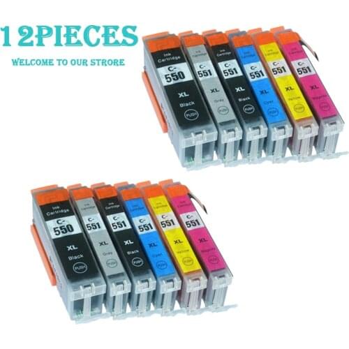12X LuoCai compatible ink cartridges for canon pgi550 pgi-550 CLI551 CLI-551 MG6350 MG7150 MG7550 IP8750 printer PGI 550 CLI 551