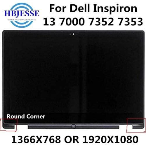 13.3'' for Dell Inspiron 13 7352 7353 P57G001 Full IPS LCD Display Screen Touch Glass Digitizer Panel Assembly+Frame Replacement