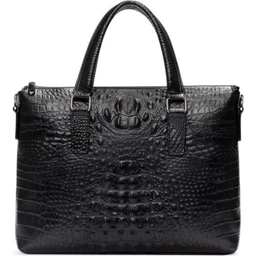 2019 new leather mens crocodile pattern handbag business shoulder bag leather mens briefcase Messenger bag