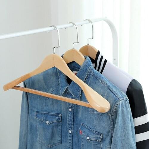 3pcs/lot 39cm/41cm wide shoulder-free solid wood hangers anti-slip multifunctional adult hanger
