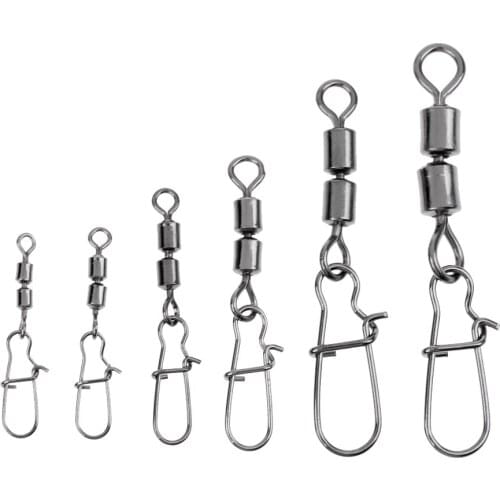 3 Pcs Fishing Connector Pin Bearing Rolling Swivel Snap Pins Barrel Swivel Rings Fastlock Fishing Tools #1/2/4/6/8/10