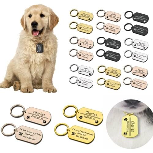 Pet DOG ID Tag for Puppy Cat Kitten Dogs Collar Accessories Dog Tag Customized Pet Name Date of Birth Phone Number Pet Supplies