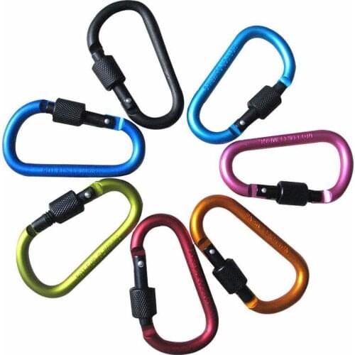 10pieces 8cm Aluminum Carabiner D-Ring Key Chain Clip outdoor climbing backpack carbine Camping Keychain Snap Hook Outdoor Kit