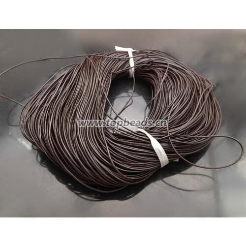 Free Shipping 3.0mm Coffee 100% Leather Cord, Round Real Leather Jewelry Cord Wholesales