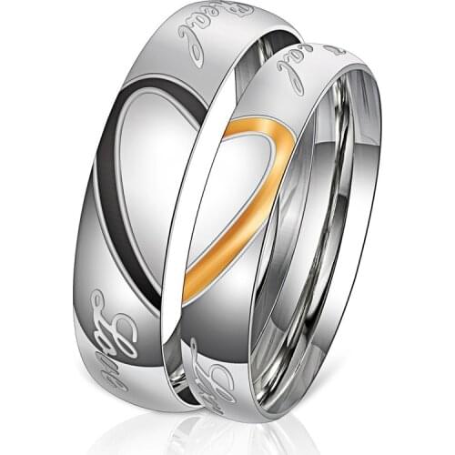 New Heart-shaped Couple Ring Plated Silver-color Fashion Jewelry Gift for Women Romamtic Men Rings Valentines Day