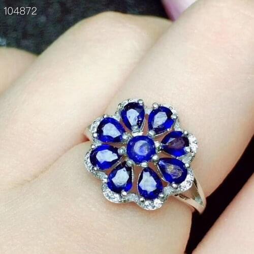 Best Gift Natural and Real Sapphire Ring 925 sterling silver Fine jewelry Sapphire Ring